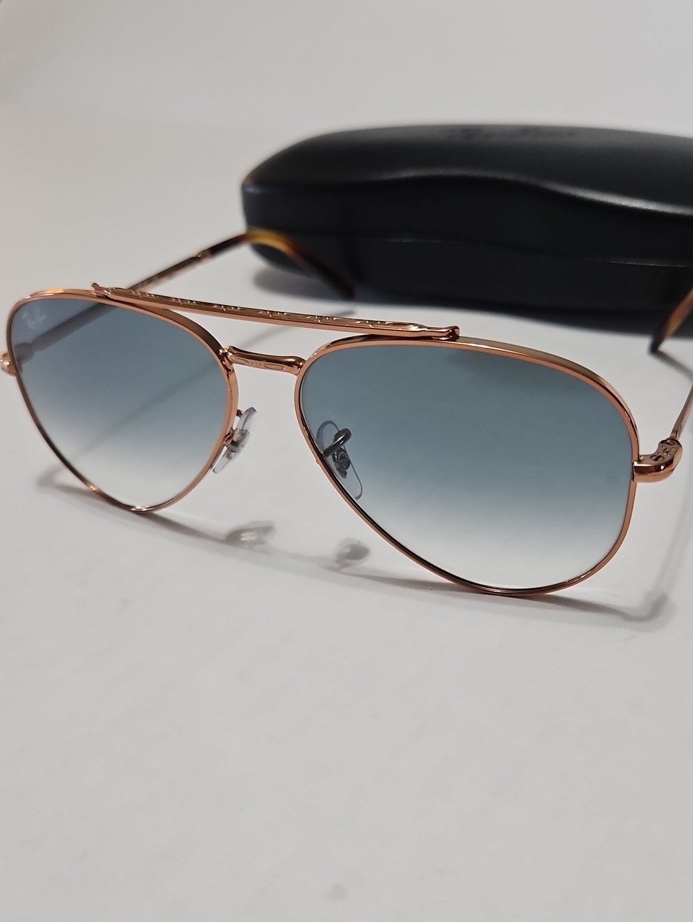 Ray Ban RB 3625 9202/3F New Aviator Sunglasses  in Rose Gold and Blue 58 14 135